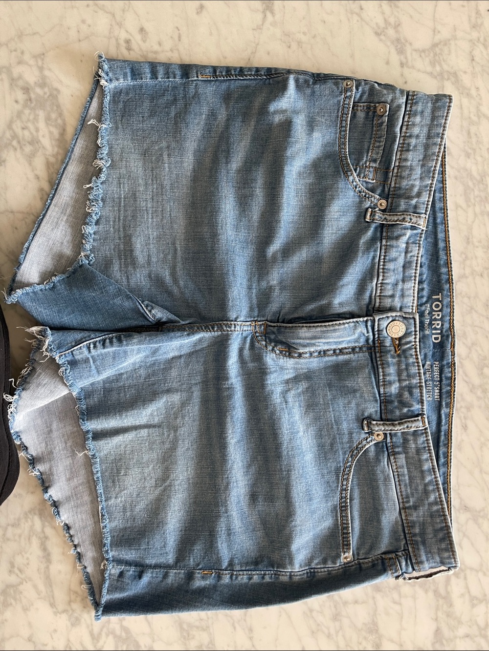 torrid Light Blue Frayed Denim Cutoff Shorts